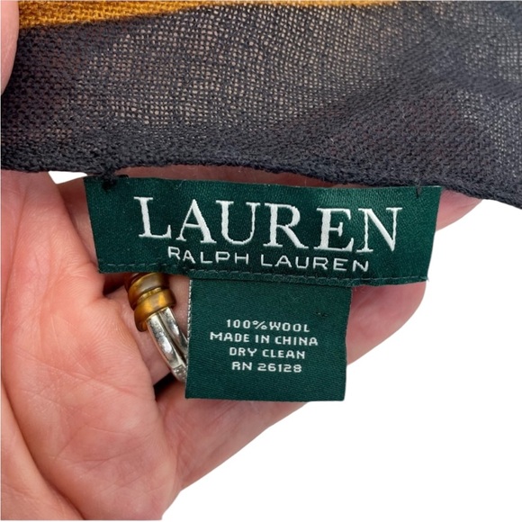 ❣️HP❣️ Lauren Ralph Lauren Wool Wrap/Scarf OS Black/Brown - Picture 12 of 13